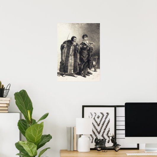 Delacroix - Polonius And Hamlet (Act II Scene II). ポスター (ホームオフィス)