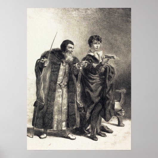 Delacroix - Polonius And Hamlet (Act II Scene II). ポスター (正面)