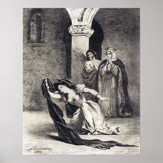 Delacroix - The Song Of Ophelia (Act IV Scene V) . ポスター (正面)