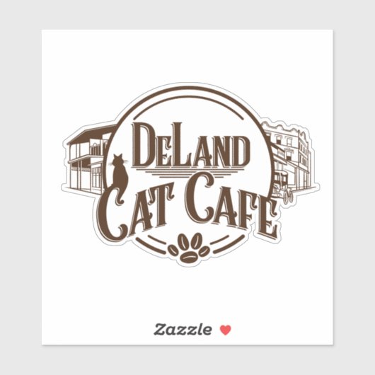 DeLand Catカフェロゴ大ステッカー シール (シート)