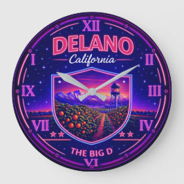 Delano California Agricultural Valley Neon ラージ壁時計