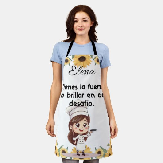 Delantal Apron diseño personalizable de girasol  エプロン (着用した状態)