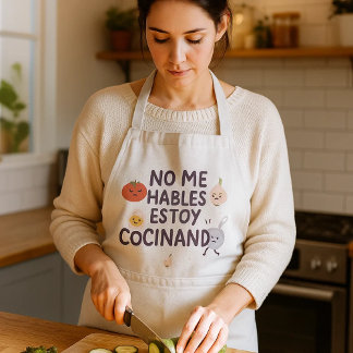 Delantal blanco ‘No me hables, estoy cocinando’ co ロングエプロン