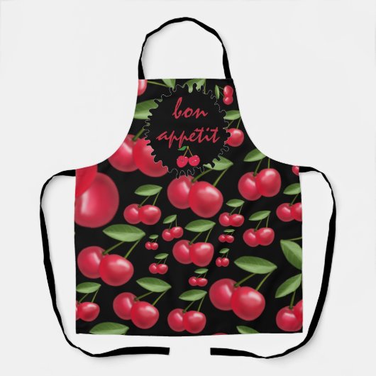 Delantal con estampado integral de cerezas エプロン (正面)