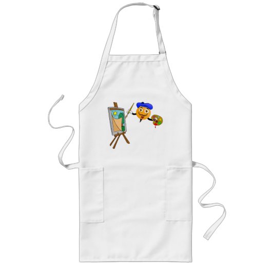 Delantal Emojis pintor caballete lienzo y pintura ロングエプロン (正面)
