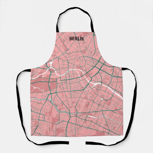 Delantal mapa minimalista Berlín - Rosa-Verde エプロン (正面)
