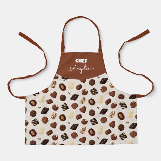 Delantal Patrón de caramelos de chocolate エプロン (正面)