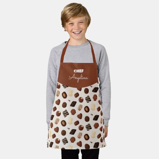 Delantal Patrón de caramelos de chocolate エプロン (着用した状態)