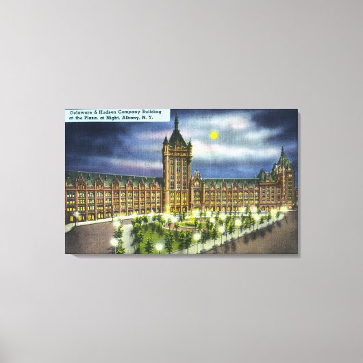 DelawareとHudson Co.建物at Night キャンバスプリント (正面)