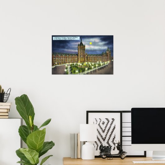 DelawareとHudson Co.建物at Night ポスター (ホームオフィス)