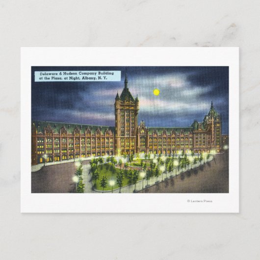 DelawareとHudson Co.建物at Night ポストカード (正面)
