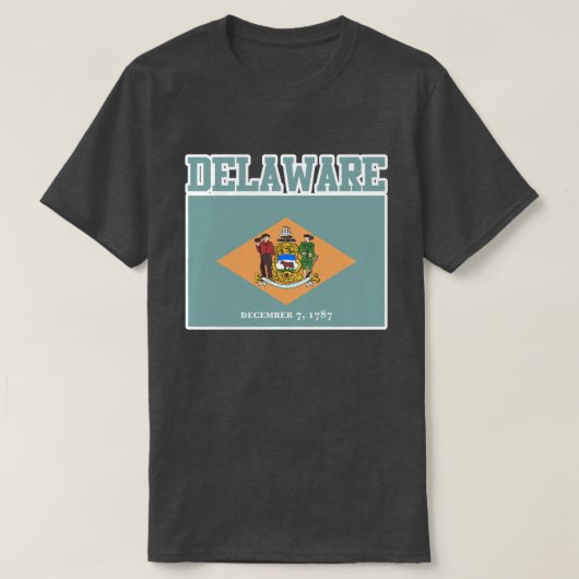 Delaware状態フラグTシャツ Tシャツ (デザイン正面)