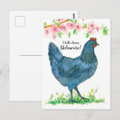 Delaware Blue Hen Chicken Pink Flowersより ポストカード (正面/裏面)