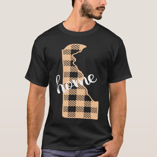 Delaware Buffalo Plaid Home State Country Peach We Tシャツ (正面)