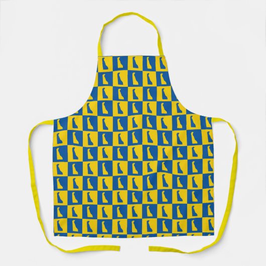Delaware Checkerboard Blue Yellow Gold Pattern エプロン (正面)
