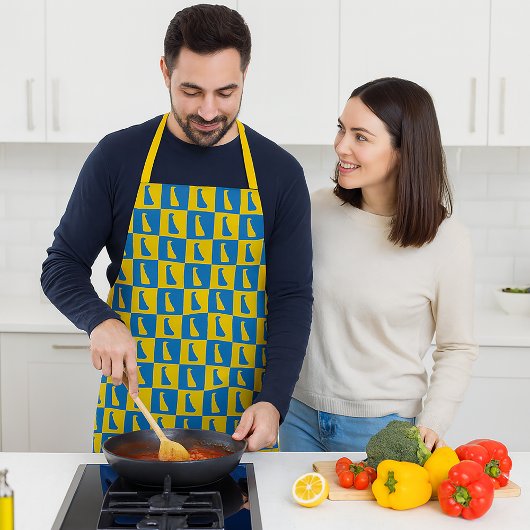 Delaware Checkerboard Blue Yellow Gold Pattern エプロン