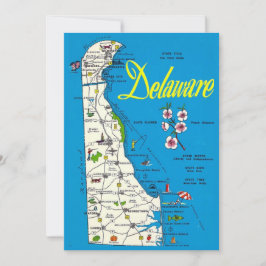 Delaware Map 5x7 Big Postcard 招待状