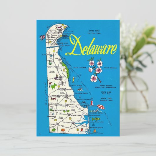 Delaware Map 5x7 Big Postcard 招待状 (スタンド正面)