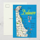 Delaware Map 5x7 Big Postcard 招待状 (正面/裏面)