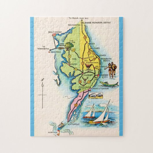 Delaware Maryland Vintage Map Jigsaw Puzzle ジグソーパズル (縦)