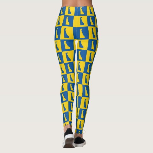 Delaware Pop Art Blue Gold Pattern レギンス (裏面)