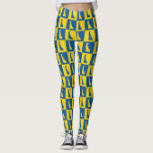Delaware Pop Art Blue Gold Pattern レギンス (正面)