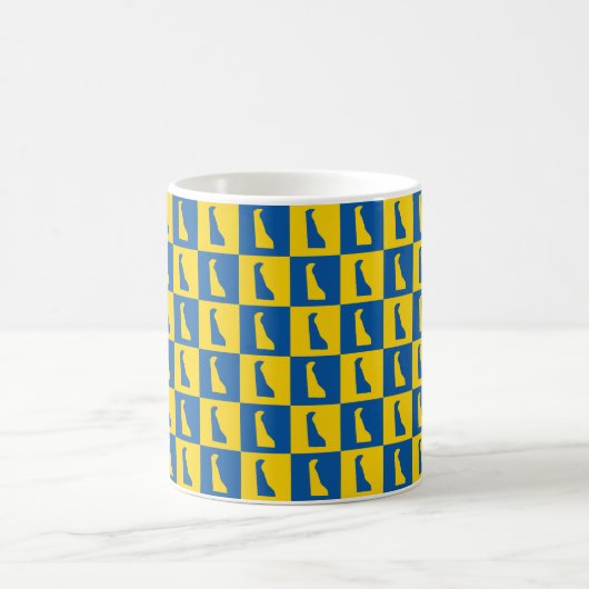 Delaware Silhouette Pop Art Blue Yellow Pattern コーヒーマグカップ (中央)