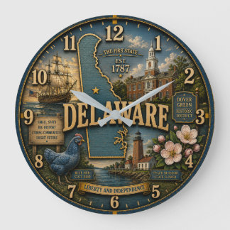 Delaware State Heritage ラージ壁時計