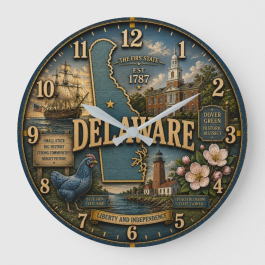 Delaware State Heritage ラージ壁時計 (正面)