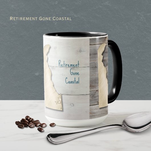 Delaware State Outline Rustic Wood Mug マグカップ
