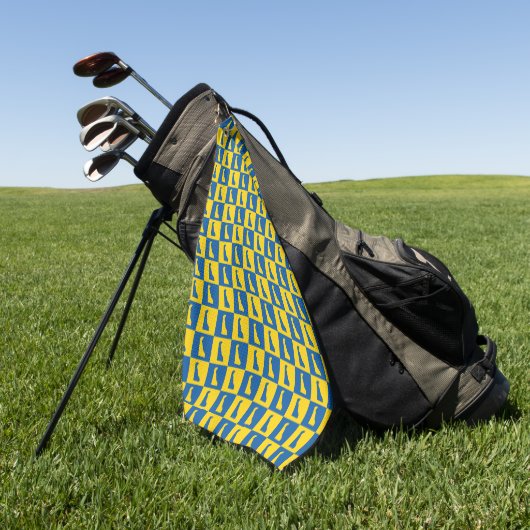 Delaware US State Blue Yellow Gold Pattern ゴルフタオル (グリーン)