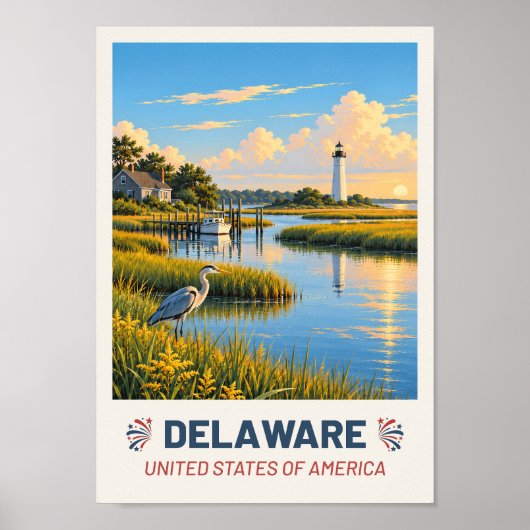 Delaware USA – Vintage Travel Poster ポスター (正面)
