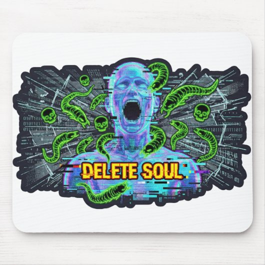 Delete Soul – Cyberpunk Glitch Horror マウスパッド (正面)