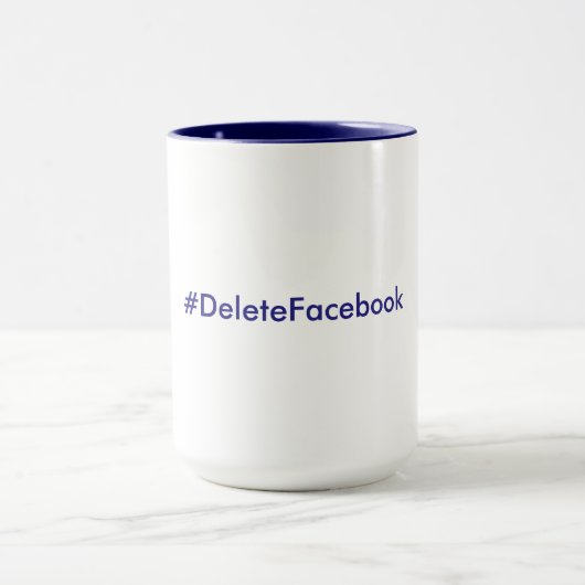 #DeleteFacebook 15のoz。 マグ(濃紺及び白) マグカップ (中央)