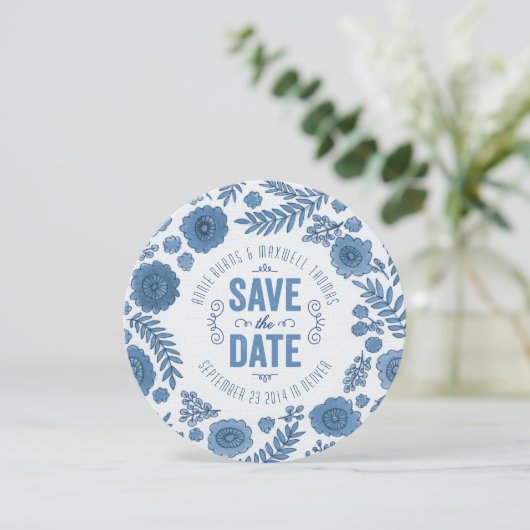 Delft青い水の色の花の日付を保存 セーブザデート (スタンド正面)