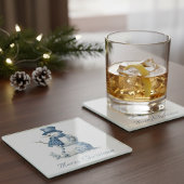 Delft Blueでの雪だるまのカスタマイズ ガラスコースター