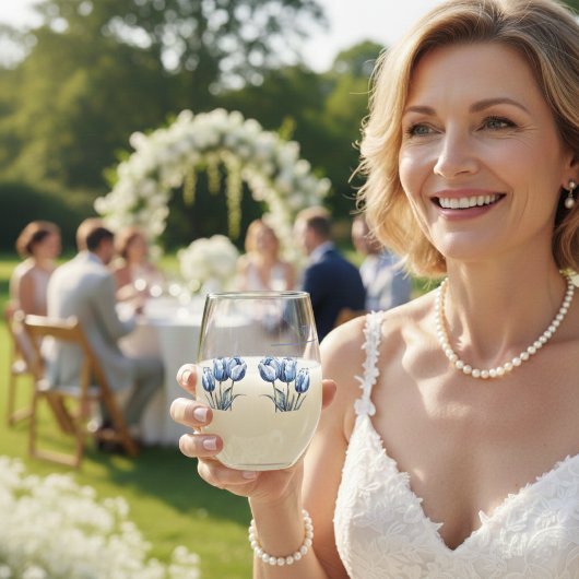 Delft Blueでチューリップをカスタマイズ可能 ステムなしワイングラス