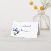Delft Blueでチューリップをカスタマイズ可能 プレイスカード (裏面)
