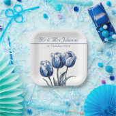 Delft Blueでチューリップをカスタマイズ可能 ペーパープレート (パーティー)