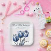 Delft Blueでチューリップをカスタマイズ可能 ペーパープレート (パーティー)