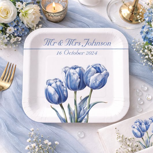 Delft Blueでチューリップをカスタマイズ可能 ペーパープレート