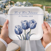 Delft Blueでチューリップをカスタマイズ可能 ペーパープレート