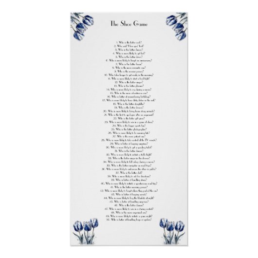 Delft Blueでチューリップをカスタマイズ可能 ポスター (正面)