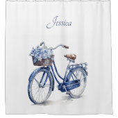 Delft Blueで自転車をカスタマイズ可能 シャワーカーテン (正面)