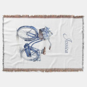Delft Blueで自転車をカスタマイズ可能 スローブランケット (正面)