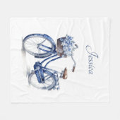 Delft Blueで自転車をカスタマイズ可能 フリースブランケット (正面(横))