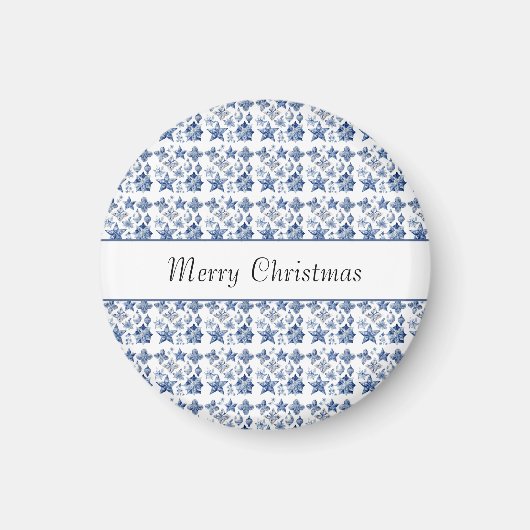 Delft Blueのクリスマスの装飾をカスタマイズ マグネット (正面)
