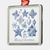 Delft Blueのクリスマスの装飾をカスタマイズ メタルオーナメント (左)