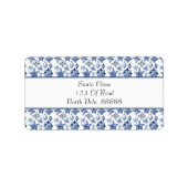 Delft Blueのクリスマスの装飾をカスタマイズ ラベル (正面)