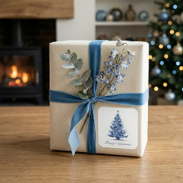 Delft Blueのクリスマスツリーをカスタマイズ可能 スクエアシール